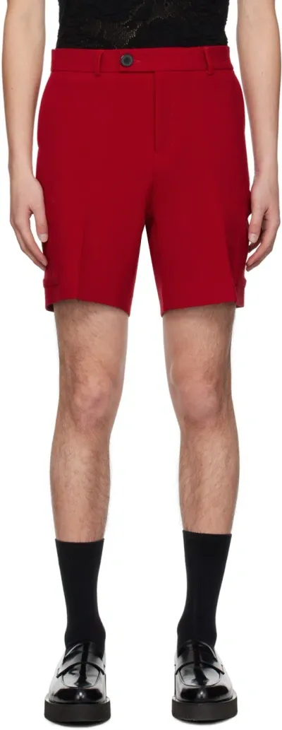 Ernest W Baker Red Zip-fly Cargo Shorts