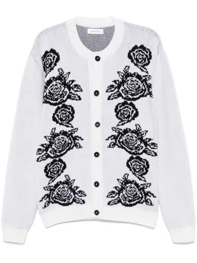 Ernest W Baker Rose-jacquard Cardigan In Black