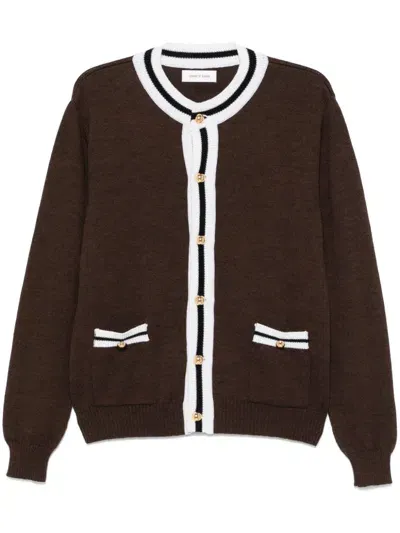 Ernest W Baker Striped-trim Cardigan In Brown