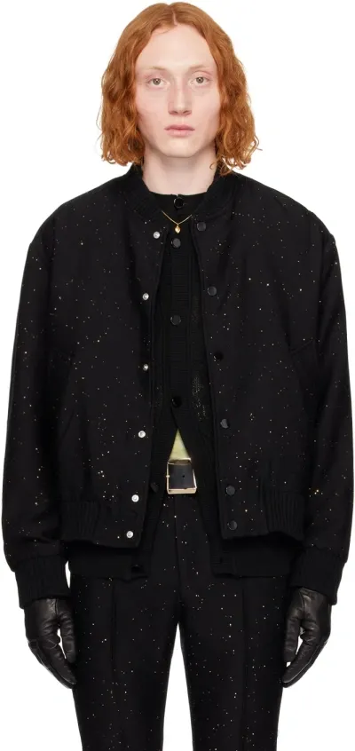 Ernest W Baker Black Sequin Bomber Jacket