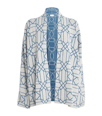 Eskandar Cashmere Geometric Cardigan In White