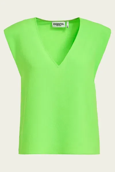 Essentiel Antwerp Falling Sleeveless V-neck Top In Green In Pink