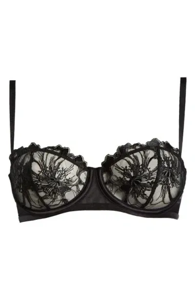 Etam Amaryllis Embroidered Underwire Demi Bra In Black