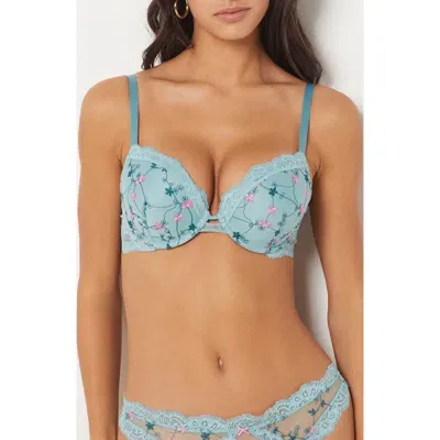 Etam Escapade Underwire Push-up Bra In Blue Lagon