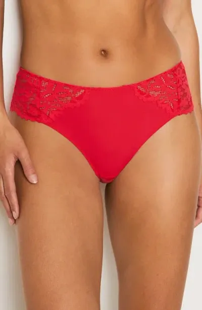 Etam Lengende Lace Trim Panties In Red