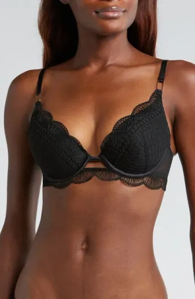 Etam Rosace No. 4 Underwire Plunge Push-up Bra In Black