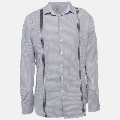 Pre-owned Etro Blue Pinstripe Cotton Button Up Shirt Xxl