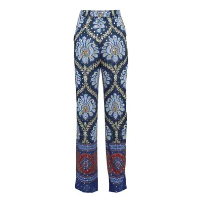 Etro Embellished Printed Straight Leg Trousers In Multi