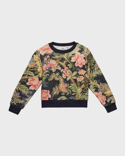 Etro Kids' Girl's Floral-print Sweatshirt In Multi