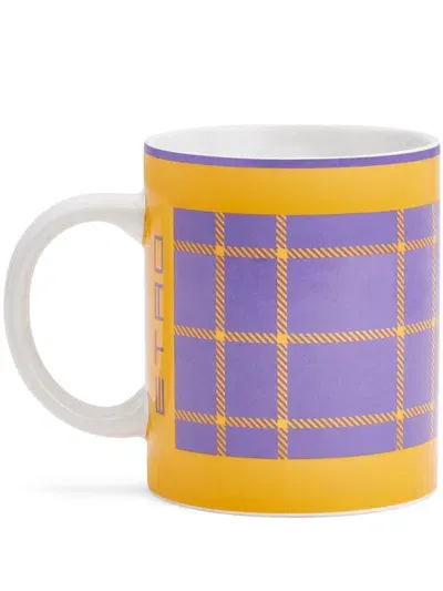 Etro Home Logo Checkered Mug In Yellow