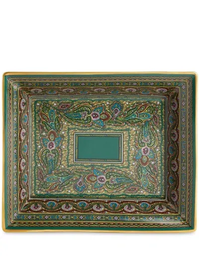 Etro Home Porcelain Tray In Green