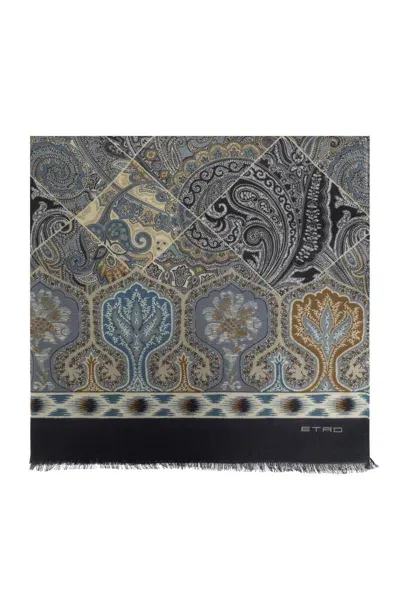 Etro Patterned Scarf In Blue