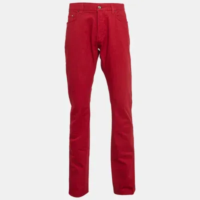 Pre-owned Etro Red Denim Buttoned New Regular Jeans L Waist 38"