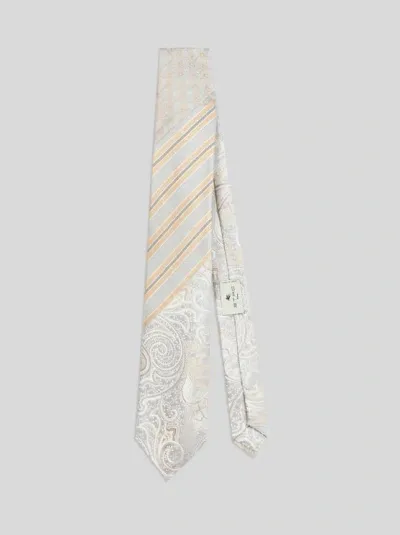 Etro Silk Jacquard Tie In White