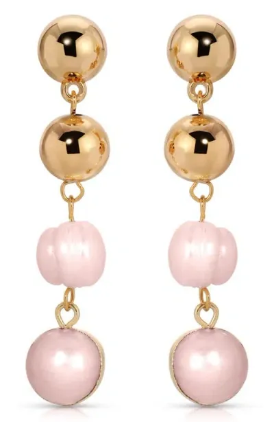 Ettika Pink Freshwater Pearl Drop Earrings