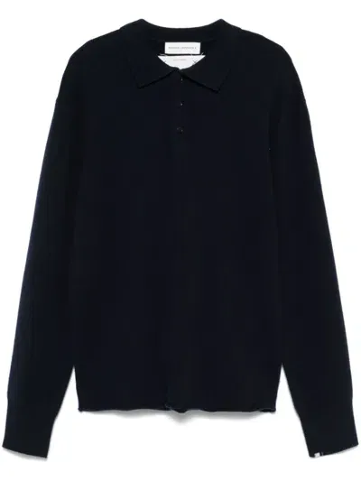 Extreme Cashmere Decorative-stitching Polo Sweater In Blue