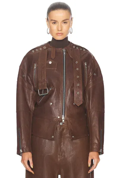 Ezr Biker Jacket In Brown