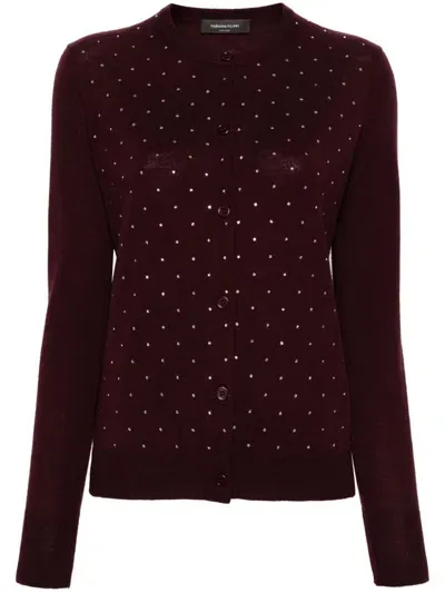 Fabiana Filippi Crystal-embellished Cardigan In Red