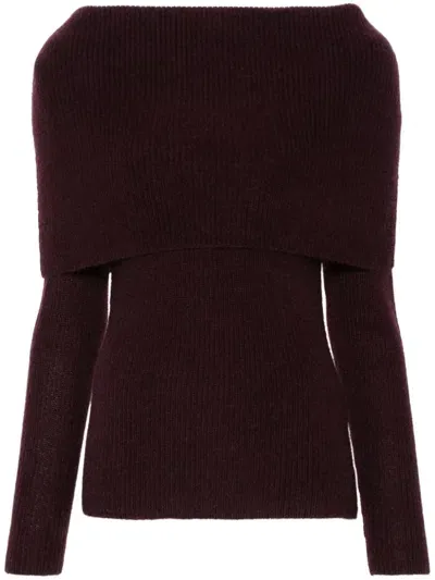 Fabiana Filippi Folded-neckline Ribbed Jumper In Red