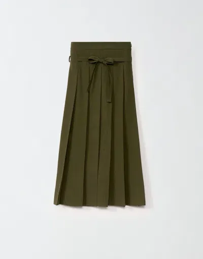 Fabiana Filippi Japanese Wool High Waisted Pleated Skirt In Green