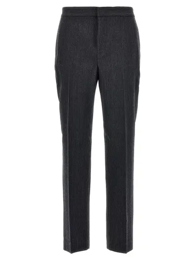 Fabiana Filippi Pinstriped Pants With Rhinestone Detail In Gray