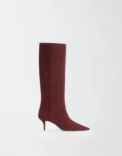 Fabiana Filippi Suede Pointed Boots In Red