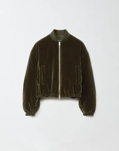 Fabiana Filippi Velvet Bomber Jacket In Green