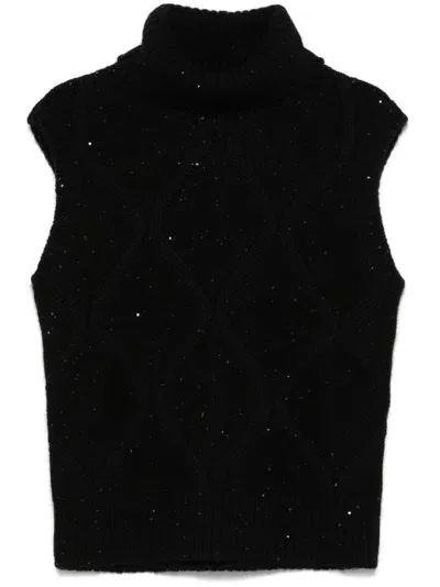 Fabiana Filippi Wool And Silk Blend Vest In Black