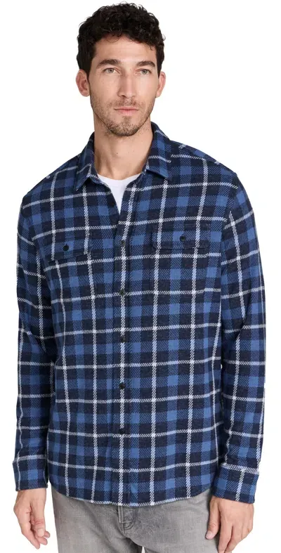 Faherty Legend Sweater Shirt Blue Winds Plaid