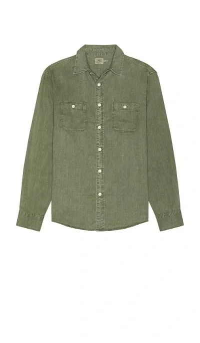 Faherty The Tried And True Chambray Workshirt In Green