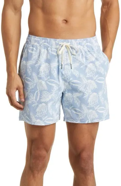 Fair Harbor The Bungalow Leaf Print Swim Trunks In Multi