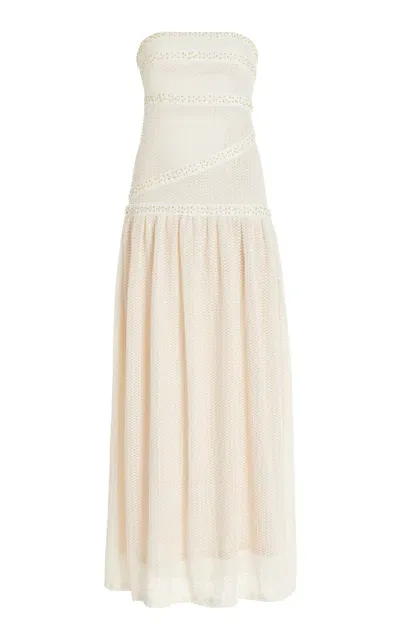 Fait Par Foutch Exclusive Colette Embellished Stretch-lace Maxi Dress In Ivory