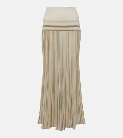 Faithfull Citara Striped Jersey Maxi Skirt In White