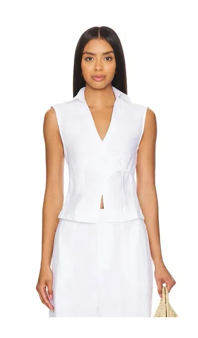 Faithfull The Brand Antibes Sleeveless Wrap Shirt In White