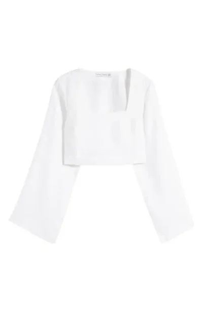 Faithfull The Brand Eilish Crop Linen Top In White