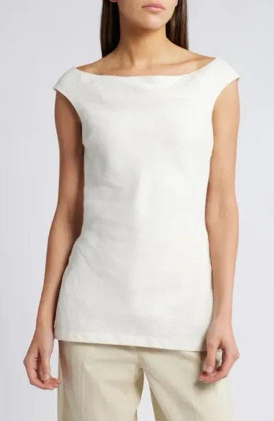 Faithfull The Brand Ilride Ballet Neck Linen Top In White