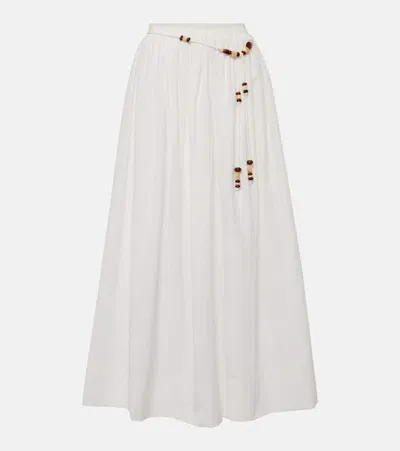 Faithfull X Monikh Oliveria Silk And Cotton Maxi Skirt In White