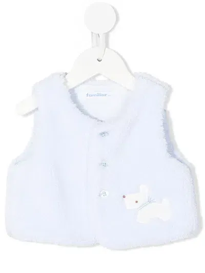 Familiar Babies' Embroidered-dog Faux-fur Waistcoat In Blue