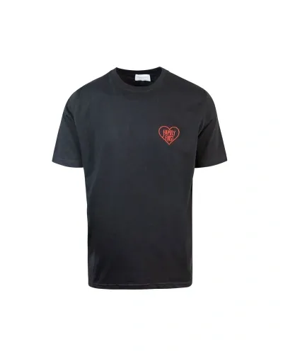 Family First Milano Black Embroidered Heart T-shirt In Bkblack