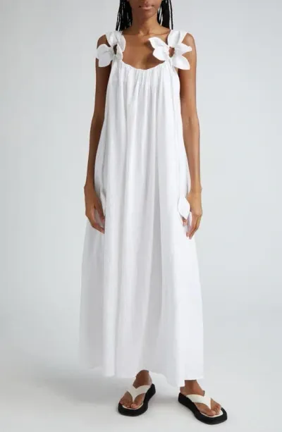 Farm Rio White Floral Linen Blend Maxi Dress