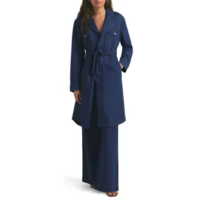 Favorite Daughter The Boulevard Denim Trench Wrap Coat In Rome