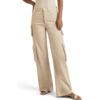 Favorite Daughter The Carly Cargo Wide Leg Jeans In Bone