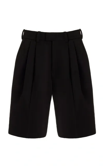 Favorite Daughter The Low Favorite Pleated Twill Wide-leg Knee Shorts In Black