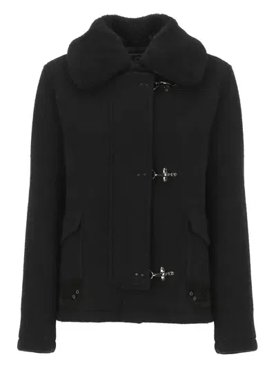 Fay 3 Ganci Wool Coat In Black