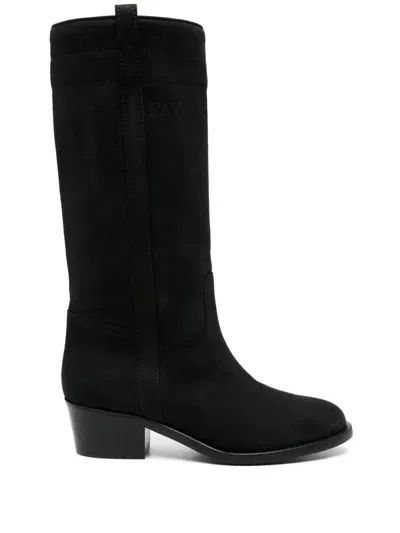 Fay 45mm Suede Boots In Black