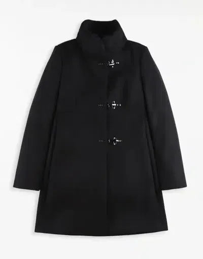 Fay Romantic Coat In Black In Soft Wool Blend Fabric