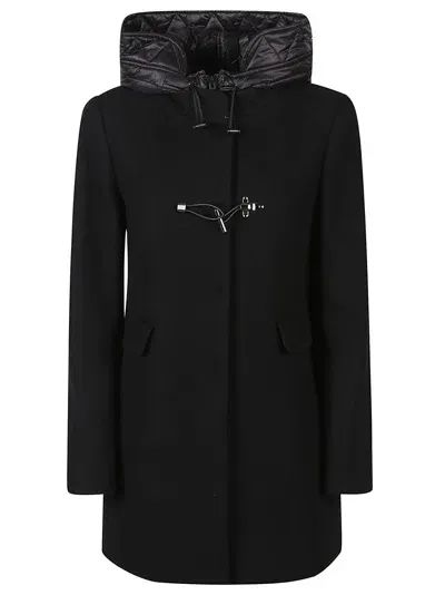 Fay Double Front Toggle Coat In Black