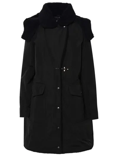 Fay Detachable-hood Parka Coat In Black