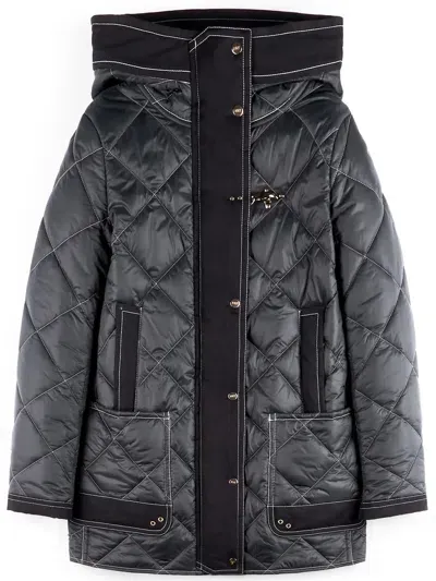 Fay Parka In Diamond Quilted Semi-shiny Nylon In Black