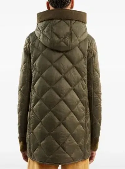 Fay Quilted Padded Parka Coat In Green